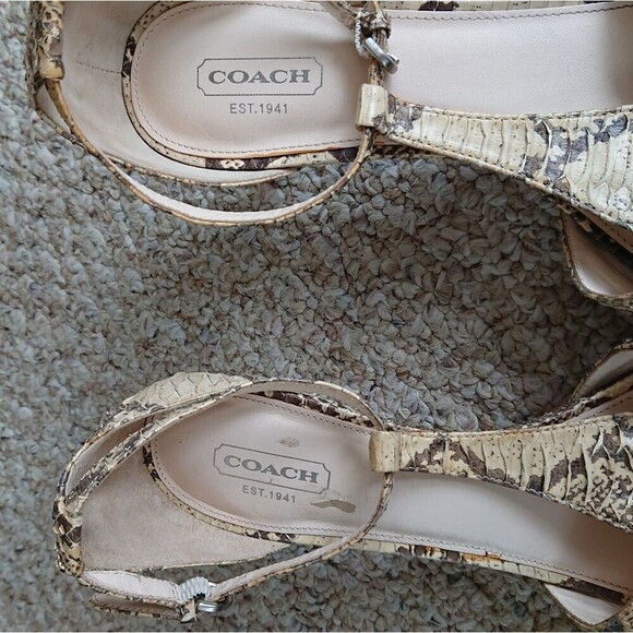 Coach Hellena Snake Python Sandals Size 8.5B - Picture 8 of 11